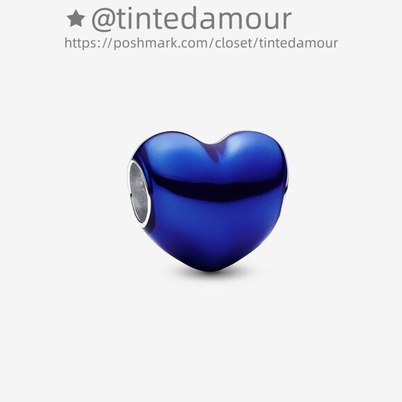 Pandora Metallic Blue Heart Charm|Pendant - Picture 1 of 2
